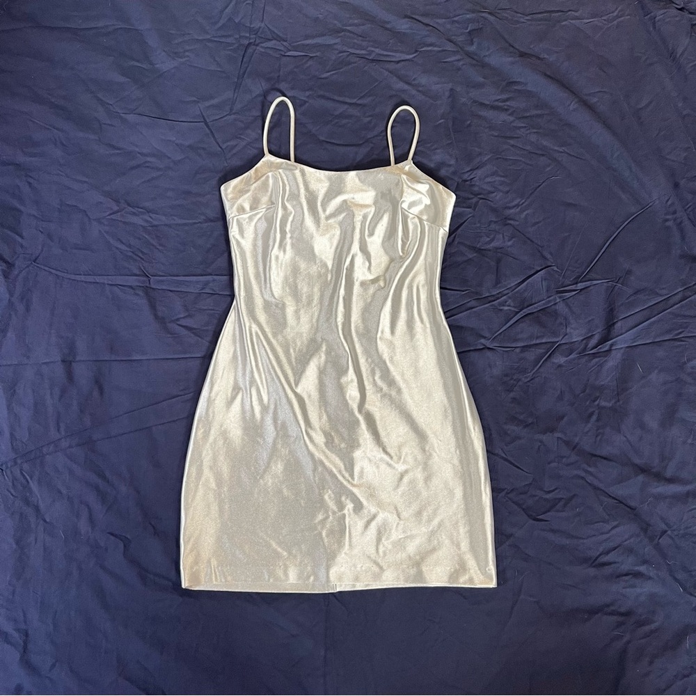 Roberta Y2K Elegant Silver Slip Dress Size 7